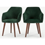 Picture of Set of 2 Lule Carver Dining Chairs, Pine Green Velvet and Walnut