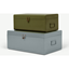 Picture of Daven Set of 2 Metal Storage Box Trunks, Green & Grey