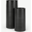 Picture of Dayo Set Of Two Tall Ribbed Planters, Black