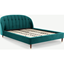 Picture of Margot Double Bed, Seafoam Blue Velvet & Dark Stain Brass Legs