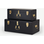 Picture of Gunner Set of 2 Metal Trunks, Matt Black & Brass