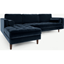 Picture of Scott 4 Seater Left Hand Facing Chaise End Corner Sofa, Navy Cotton Velvet