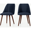 Picture of Set of 2 Lule Dining Chairs, Royal Blue Velvet and Walnut