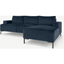 Picture of Frederik 3 Seater Right Hand Facing Compact Corner Chaise End Sofa, Sapphire Blue Velvet
