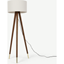 Picture of Bree Turned Wood Tripod Floor Lamp, Dark Wood & White