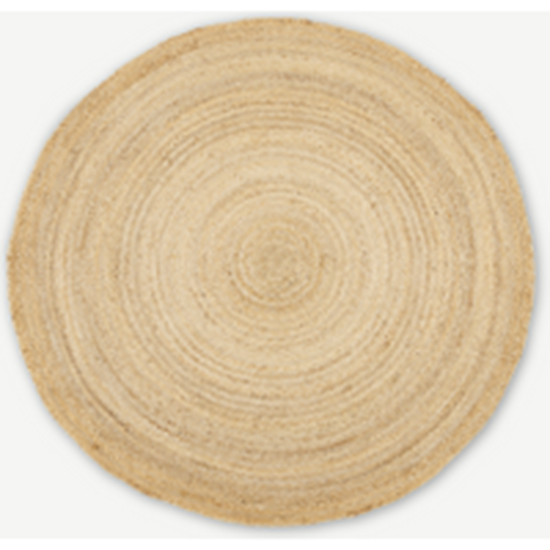 Enzo Round Jute Rug 150cm diameter, Plain