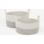 Picture of Toro Set of 2 Large Storage Baskets with Handles, White & Grey