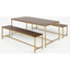 Picture of Lomond Dining Table and Bench Set, Mango Wood And Brass