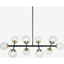 Picture of Globe Pendant Chandelier Wide, Black, Antique Brass and Smoked Glass