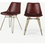Picture of Set of 2 Kendal Dining Chairs, Oxblood and Brass