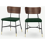 Picture of Set of 2 Amalyn Dining Chairs, Walnut and Pine Green Velvet