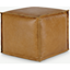 Picture of Kirby Square Pouffe, Tan Leather