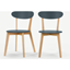 Picture of Set of 2 Fjord Dining Chairs, Oak and Blue