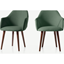 Picture of Set of 2 Lule Carver Dining Chairs, Bay Green and Walnut
