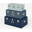 Picture of Gunner Set of 3 Extra Large Metal Storage Trunks, Tonal Blue