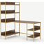 Picture of Lomond Adjustable Corner Desk with Shelves, Dark Mango Wood and Brass