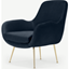 Picture of Moby Accent Armchair, Sapphire Blue Velvet with Brass Leg