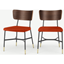 Picture of Set of 2 Amalyn Dining Chairs, Walnut and Flame Orange Velvet