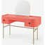 Picture of Tandy Dressing Table, Coral Pink with Gloss Black Handles & Brass Legs