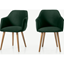 Picture of Set of 2 Lule Carver Dining Chairs, Pine Green Velvet and Oak