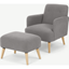 Picture of Elvi Accent Armchair and Footstool, Marshmallow Grey