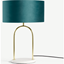 Picture of Carmella Table Lamp, Peacock Blue Velvet, Brass & Marble