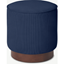 Picture of Hetherington Small Wooden Pouffe, Midnight Corduroy Velvet with Dark Stain Wood