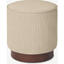 Picture of Hetherington Small Wooden Pouffe, Stone Corduroy Velvet with Dark Stain Wood