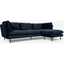 Picture of Wes 3 Seater Chaise End Corner Sofa, Ocean Blue Velvet