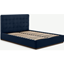 Picture of Lavelle King Size Ottoman Bed, Ink Blue Velvet & Walnut Stain Plinth