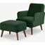 Picture of Elvi Accent Armchair and Footstool, Pine Green Velvet