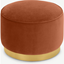 Picture of Hetherington Large Brass Base Pouffe, Nutmeg Orange Velvet