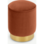 Picture of Hetherington Small Brass Base Pouffe, Nutmeg Orange Velvet