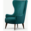 Picture of Bodil Accent Armchair, Tuscan Teal Velvet with Dark Wood Leg