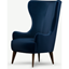 Picture of Bodil Accent Armchair, Regal Blue Velvet with Dark Wood Leg