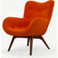 Picture of Doris Accent Armchair, Citrus Orange Velvet with Dark Wood Legs