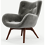 Picture of Doris Accent Armchair, Steel Grey Velvet with Dark Wood Legs