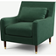 Picture of Content by Terence Conran Oksana Armchair, Plush Hunter Green Velvet with Dark Wood Brass Leg