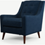 Picture of Content by Terence Conran Tobias, Armchair, Plush Indigo Velvet, Dark Wood Leg