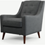 Picture of Content by Terence Conran Tobias, Armchair, Plush Shadow Grey Velvet, Dark Wood Leg
