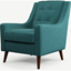 Picture of Content by Terence Conran Tobias, Armchair, Plush Kingfisher Blue Velvet, Dark Wood Leg
