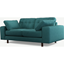Picture of Content by Terence Conran Tobias, 2 Seater Sofa, Plush Kingfisher Blue Velvet, Dark Wood Leg
