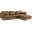 Picture of Vento 3 Seater Right Hand Facing Chaise End Sofa, Pale Tan Leather