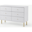 Picture of Hedra Wide Chest of Drawers, Grey & Brass