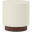 Picture of Hetherington Small Wooden Pouffe, Faux Sheepskin & Dark Stain