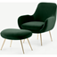 Picture of Moby Accent Armchair and Footstool, Pine Green Velvet