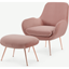 Picture of Moby Accent Armchair and Footstool, Vintage Pink Velvet