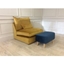 Picture of Harry Armless Chair with footstool in Mystere Smooth Gold Velvet