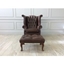 Picture of Queen Anne Scroll Wing Chair without Castors in Antique Look Tan Leather with Footstool (2 AVAILABLE)