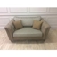Picture of DORSET leather and fabric LOVE SEAT in Cotswold Whetham plus FOOTSTOOL